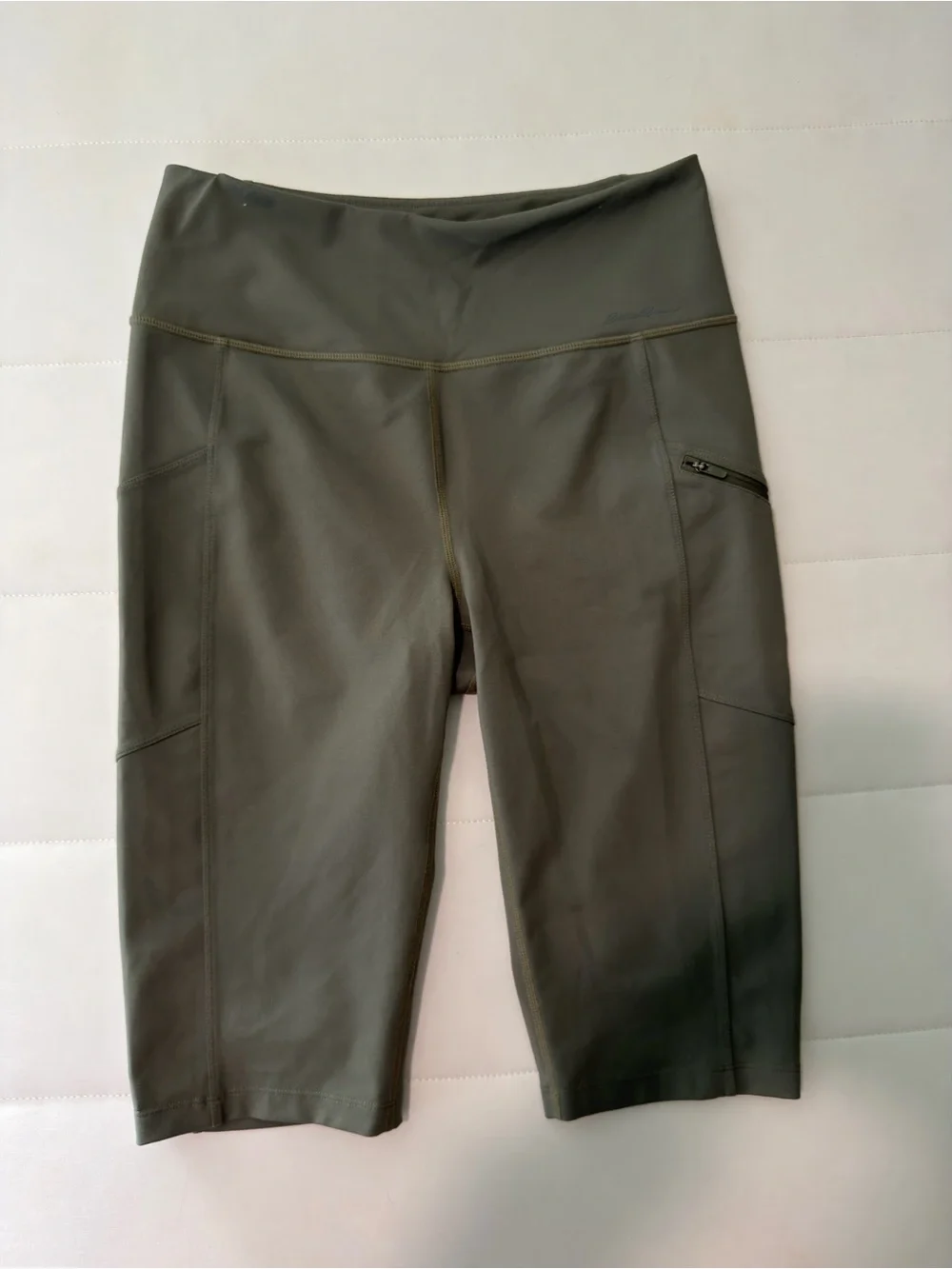 Eddie Bauer Stretch Capri Leggings Gray Elastic Waist Pockets Women's M